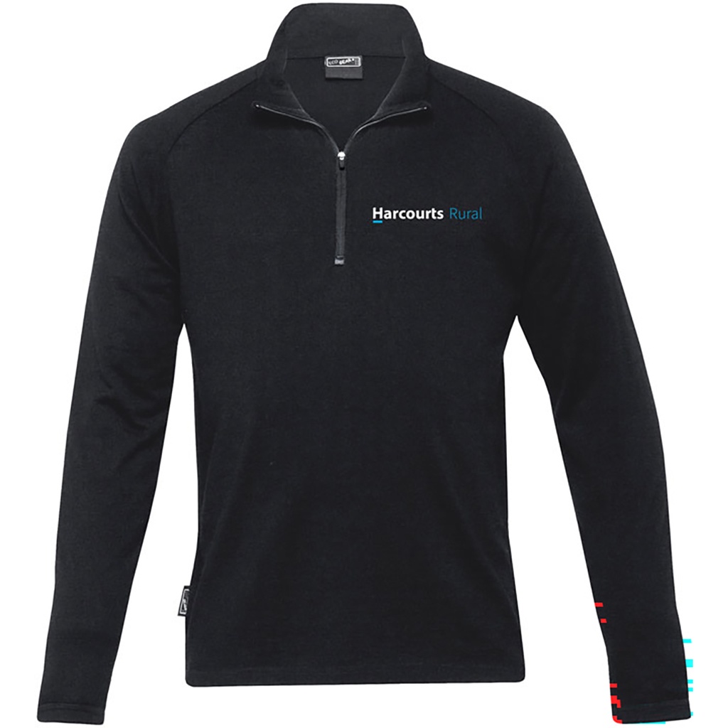 Harcourts 1/4 Zip Merino Mens | Black