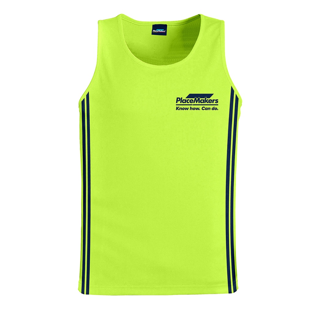 PM Safety DriFit Hi Vis Singlet - Yellow/Navy 2026