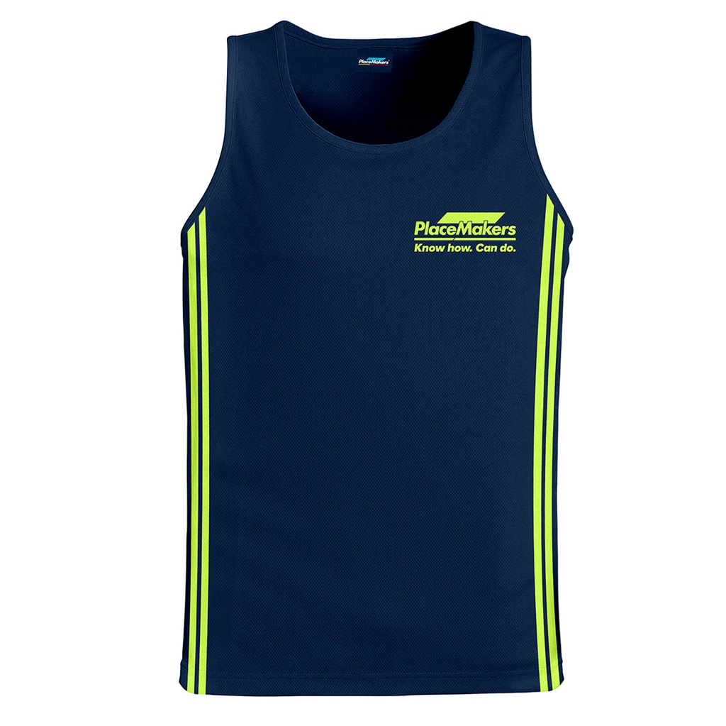 PM Safety DriFit Hi Vis Singlet - Navy/Yellow 2026