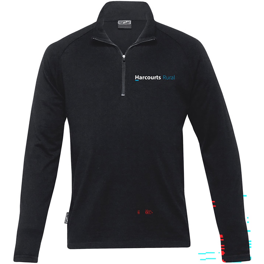 Harcourts Rural 1/4 Zip Merino Mens | Black